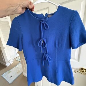 Lela Rose royal blue fitted short sleeve top